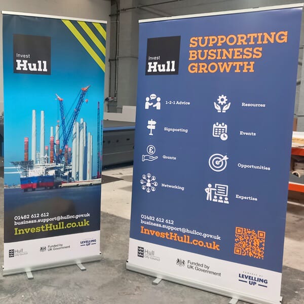 An image of indoor custom banners that support business growth.